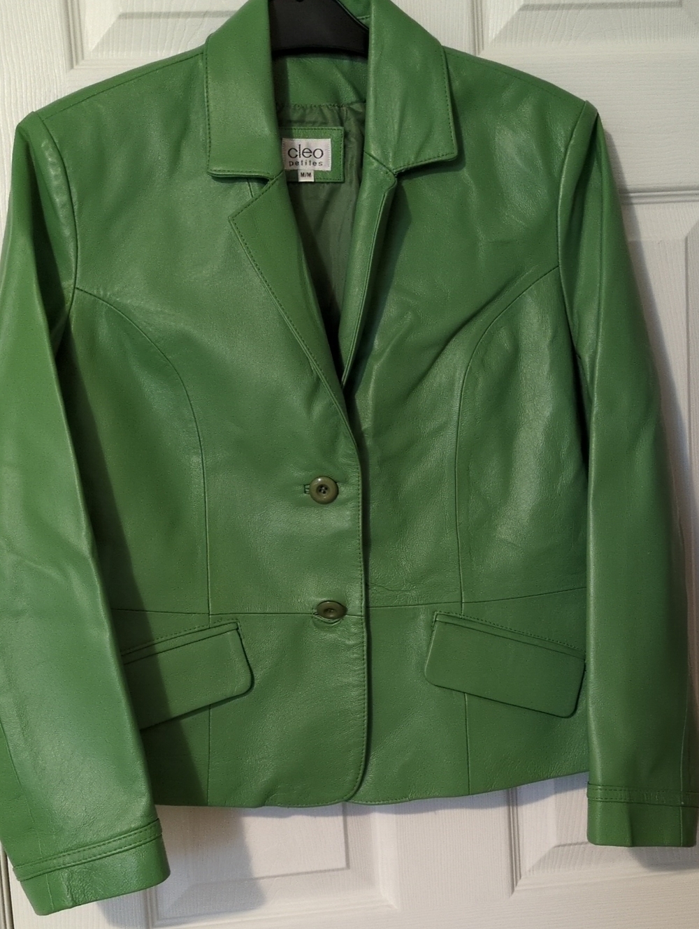 Cleo Bright Green Leather Blazer Jacket